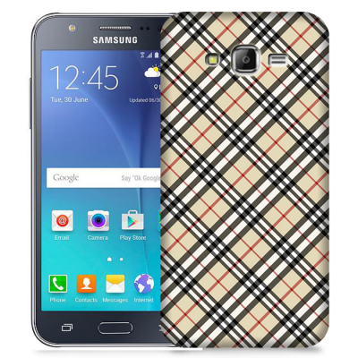 Skal till Samsung Galaxy J5 - Rutig diagonal - Beige