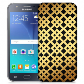 Skal till Samsung Galaxy J5 - Rutmönster - Guld/Svart