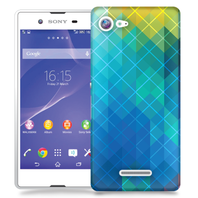 Skal till Sony Xperia E3 - Blå kvadrater