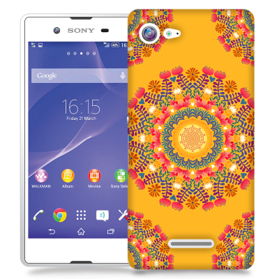 Skal till Sony Xperia E3 - Blommigt mönster - Orange