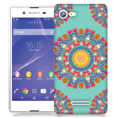 Skal till Sony Xperia E3 - Blommigt mönster - Turkos
