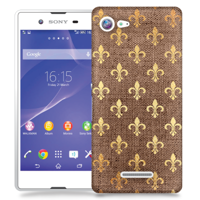 Skal till Sony Xperia E3 - Canvas Blommor - Guld/Brun