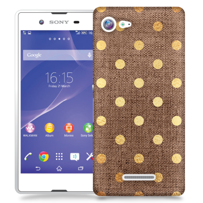 Skal till Sony Xperia E3 - Canvas Polka - Guld/Brun