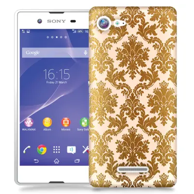 Skal till Sony Xperia E3 - Damask - Guld/Persika