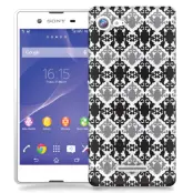 Skal till Sony Xperia E3 - Damask - Svart/Grå