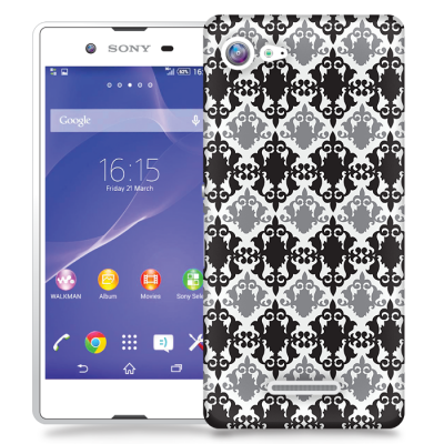Skal till Sony Xperia E3 - Damask - Svart/Grå