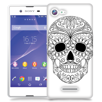 Skal till Sony Xperia E3 - Glad dödskalle - Vit