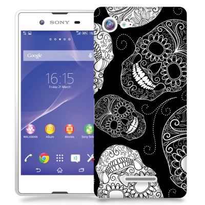 Skal till Sony Xperia E3 - Glada dödskallar - Svart