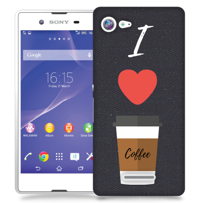 Skal till Sony Xperia E3 - I love coffe - Svart
