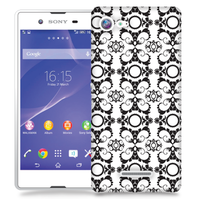Skal till Sony Xperia E3 - Mönstrad tapet - Vit/Svart