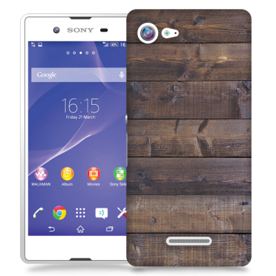 Skal till Sony Xperia E3 - Mörkbetsade plank