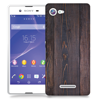 Skal till Sony Xperia E3 - Mörkbetsat trä