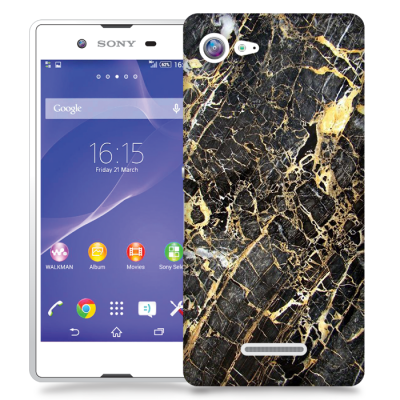 Skal till Sony Xperia E3 - Marble - Svart/Gul