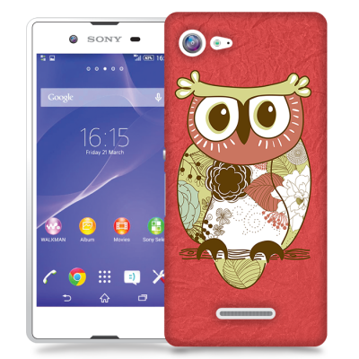 Skal till Sony Xperia E3 - Orientalisk uggla - Röd