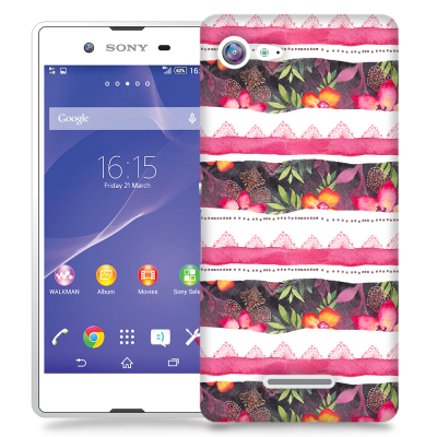 Skal till Sony Xperia E3 - Ränder - Blommor