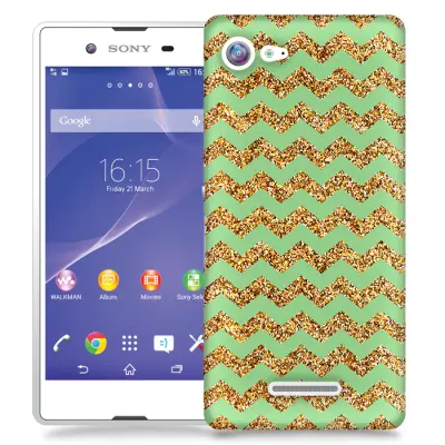Skal till Sony Xperia E3 - Ränder - Guld/Grön