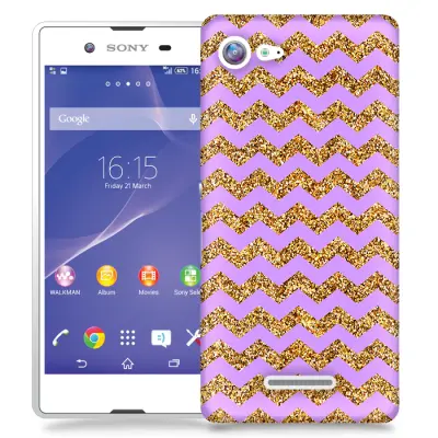 Skal till Sony Xperia E3 - Ränder - Guld/Lila