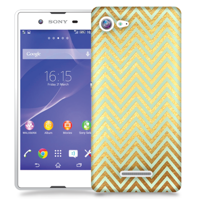 Skal till Sony Xperia E3 - Ränder - Guld/Mint