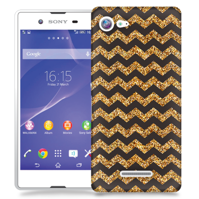 Skal till Sony Xperia E3 - Ränder - Guld/Svart