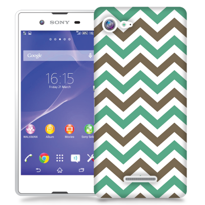 Skal till Sony Xperia E3 - Ränder - Mint/Brun