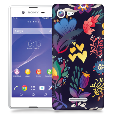 Skal till Sony Xperia E3 - Retro blommor