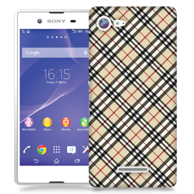 Skal till Sony Xperia E3 - Rutig diagonal - Beige