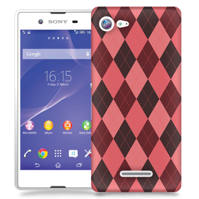 Skal till Sony Xperia E3 - Rutig - Rosa/Vinröd