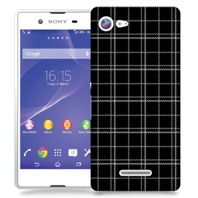 Skal till Sony Xperia E3 - Sömmar - Rutmönster Svart