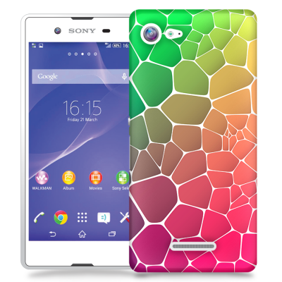 Skal till Sony Xperia E3 - Skifferstenar - Rosa/Grön