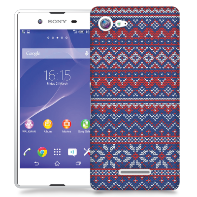 Skal till Sony Xperia E3 - Stickat - Blå/Röd
