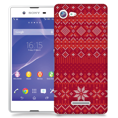 Skal till Sony Xperia E3 - Stickat - Röd/Vit