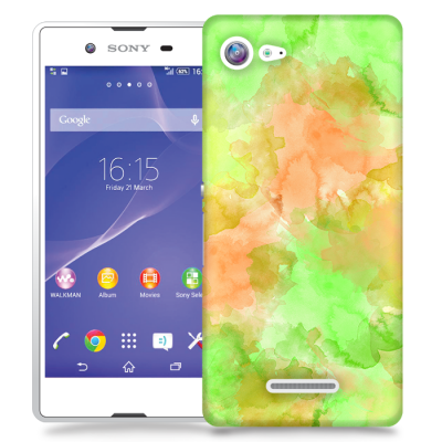 Skal till Sony Xperia E3 - Vattenfärg - Grön/Persika