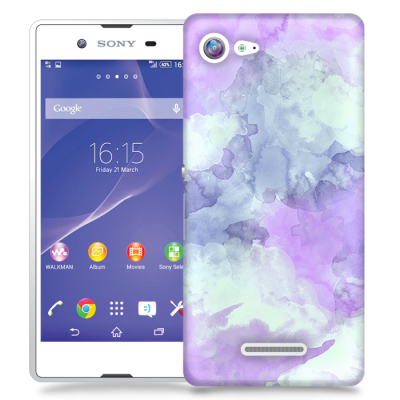 Skal till Sony Xperia E3 - Vattenfärg - Lila/Ljusblå