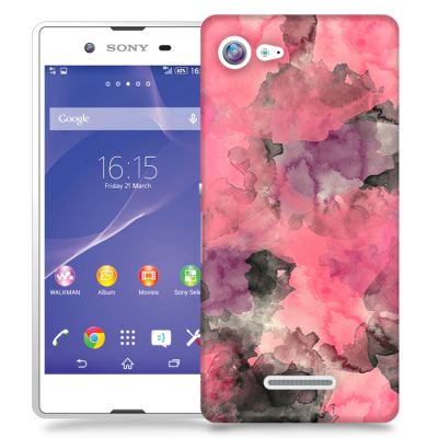 Skal till Sony Xperia E3 - Vattenfärg - Svart/Rosa