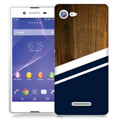 Skal till Sony Xperia E3 - Wood ränder - Mörkblå
