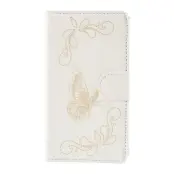Laser Carving Butterfly Plånboksfodral till Sony Xperia E4 - Vit