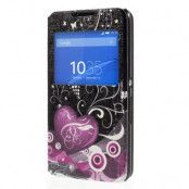 MobilFodral med fönster till Sony Xperia E4 - Två Hjärtan