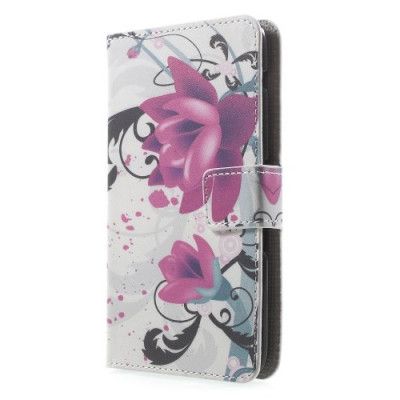 Plånboksfodral till Sony Xperia E4 - Red Flower