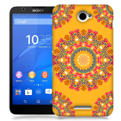Skal till Sony Xperia E4 - Blommigt mönster - Orange