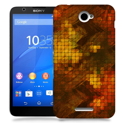 Skal till Sony Xperia E4 - Borstat rutor - Röd