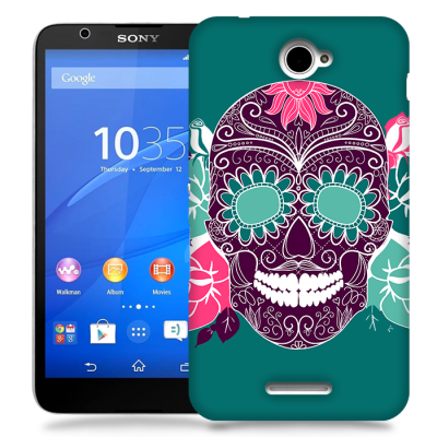 Skal till Sony Xperia E4 - Glad dödskalle - Grön