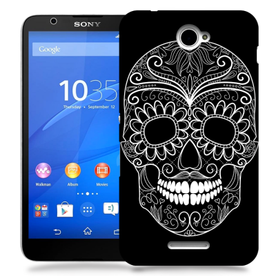 Skal till Sony Xperia E4 - Glad dödskalle - Svart