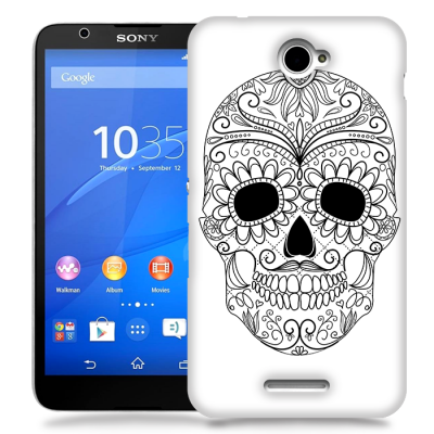 Skal till Sony Xperia E4 - Glad dödskalle - Vit