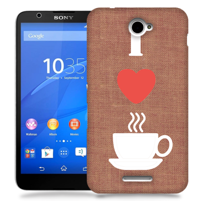 Skal till Sony Xperia E4 - I love coffe - Brun