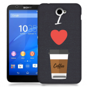 Skal till Sony Xperia E4 - I love coffe - Svart