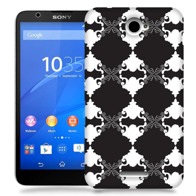 Skal till Sony Xperia E4 - Mönstrad tapet - Svart