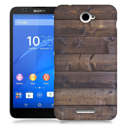 Skal till Sony Xperia E4 - Mörkbetsade plank