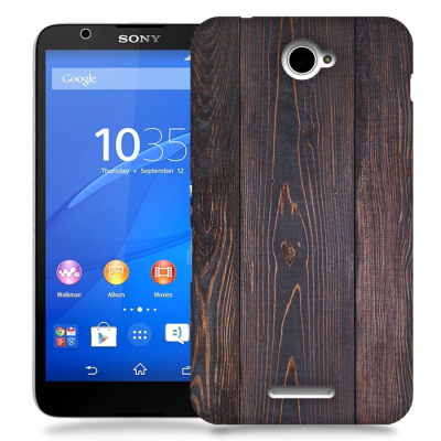 Skal till Sony Xperia E4 - Mörkbetsat trä