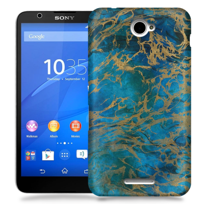 Skal till Sony Xperia E4 - Marble - Blå