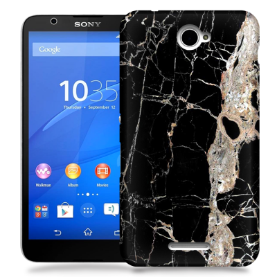 Skal till Sony Xperia E4 - Marble - Svart